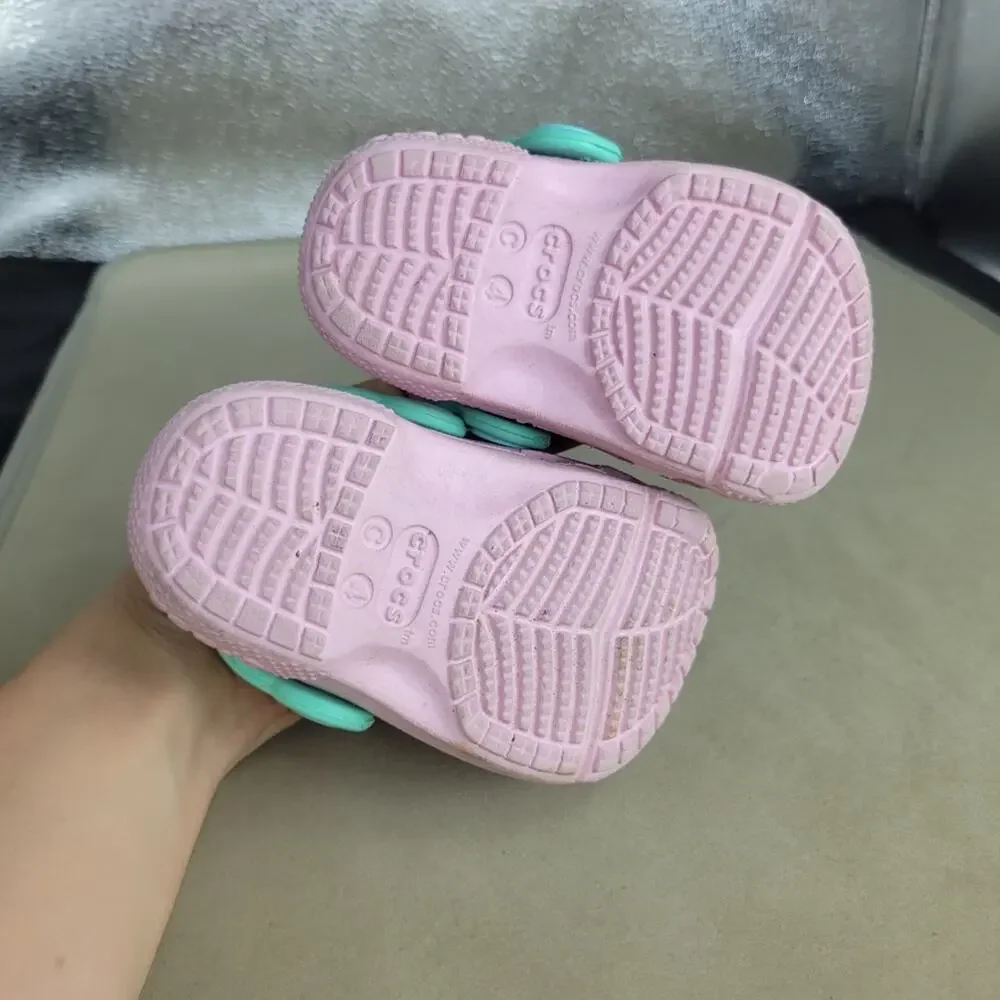 Fun Lab Unicorn Crocs Shoes Baby Girls Size‎ 4 Pink Clog Slip On Comfort Sandals